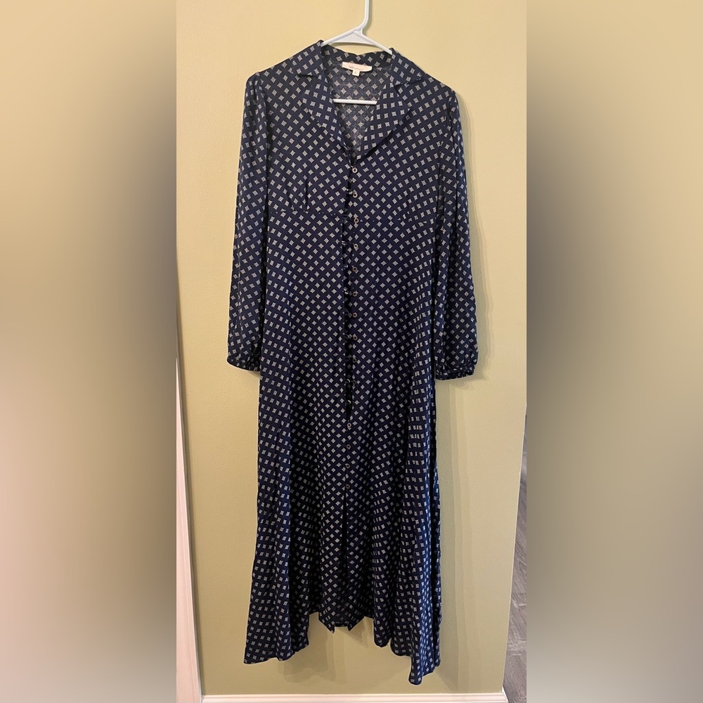 WinWin Apparel Navy Long Sleeve Polka Dot Dress